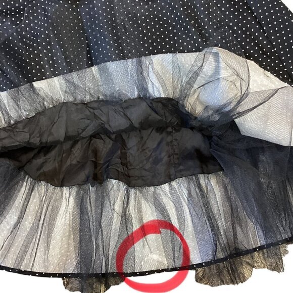 Mariposa Pin-Up Retro Halter Dress Polka Dot Tulle Slip 1/2 Black & White #291A - Picture 7 of 10